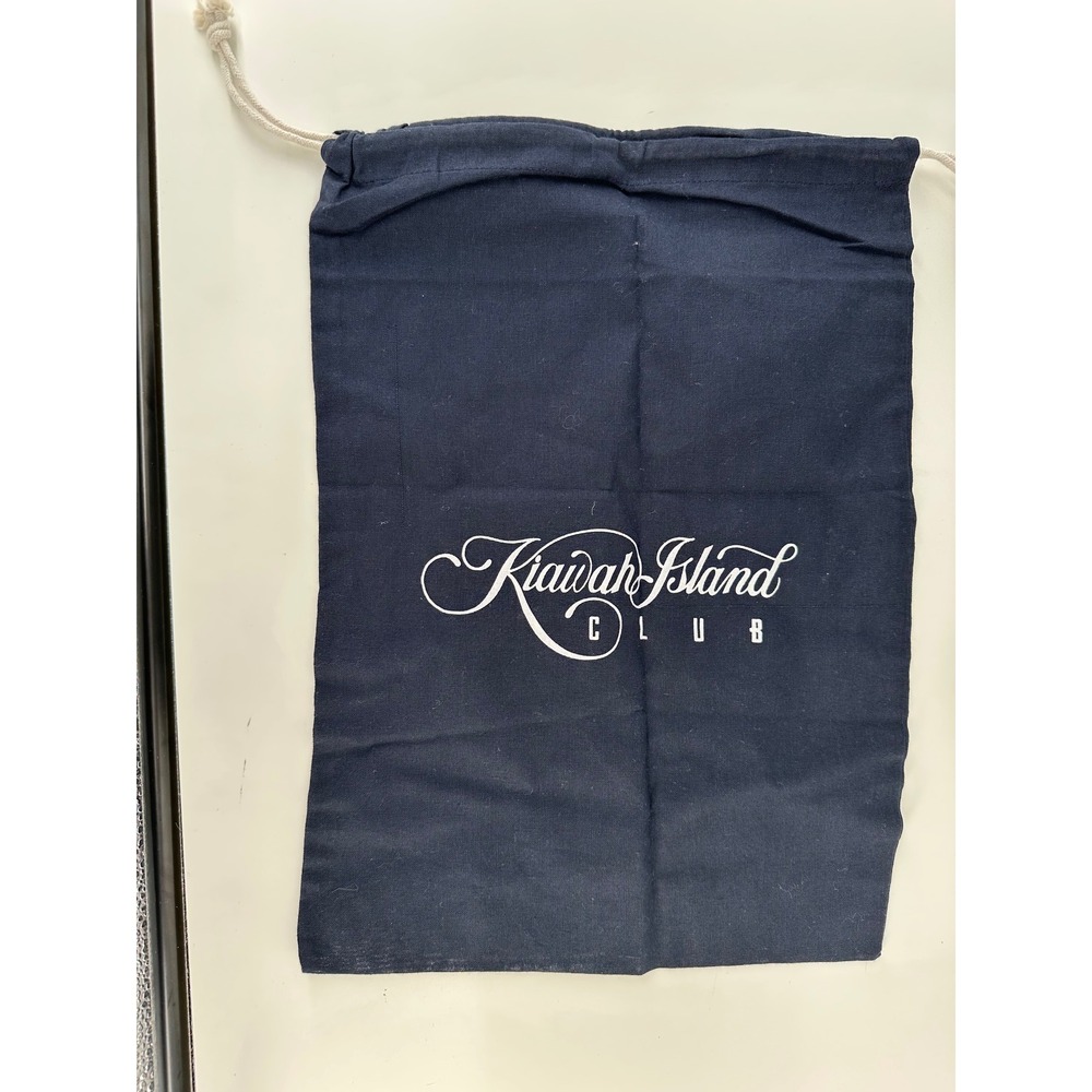 Kiawah Island Club Navy Blue Cotton Canvas Drawstring Bag Golf Resort Pouch